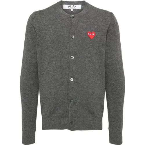 Grauer Pullover mit Logopatch , Herren, Größe: M - Comme des Garçons - Modalova