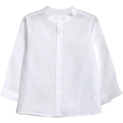 Weiße Leinenhemd mit Mandarin-Kragen - Little Bear - Modalova