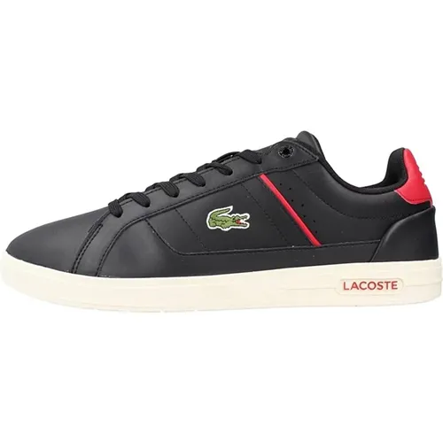 Leder Sneakers mit Roten Akzenten , Herren, Größe: 43 EU - Lacoste - Modalova