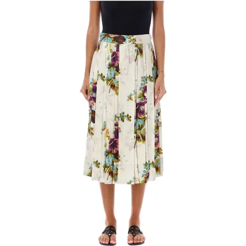 Flower Midi Skirt , female, Sizes: S - TORY BURCH - Modalova