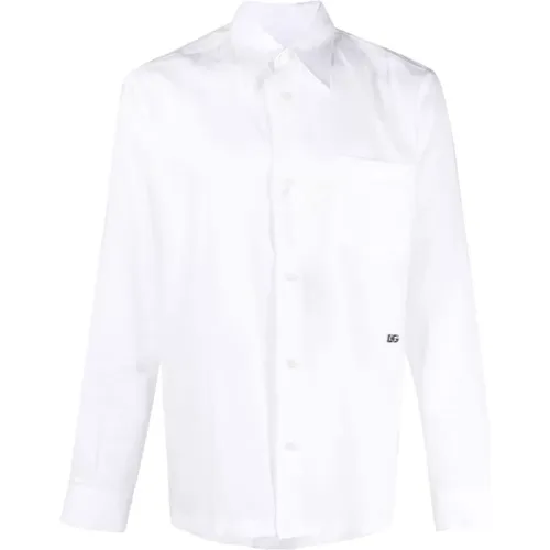 Logo-Detail Long-Sleeve Shirt , male, Sizes: L - Dolce & Gabbana - Modalova