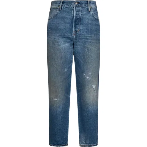 Distressed Straight Leg Jeans , male, Sizes: W30 - Tom Ford - Modalova