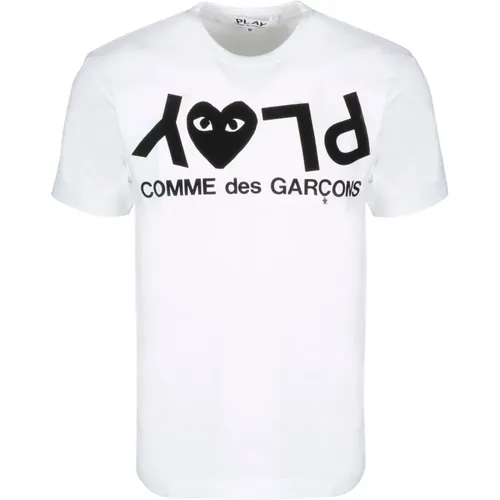 Lettering Print Cotton T-Shirt , male, Sizes: M - Comme des Garçons Play - Modalova