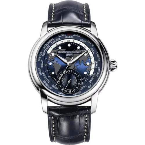 Uomo - Fc-718Nwm4H6 - Manufacture Worldtimer 42mm GMT Leather Strap , male, Sizes: ONE SIZE - Frederique Constant - Modalova
