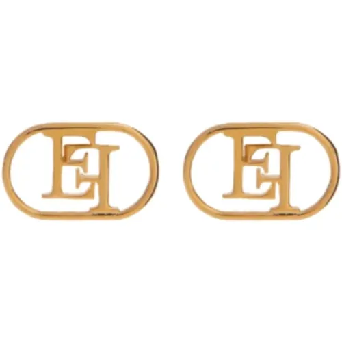 Logo-Ohrringe mit Nadel und Schmetterling , Damen, Größe: ONE Size - Elisabetta Franchi - Modalova