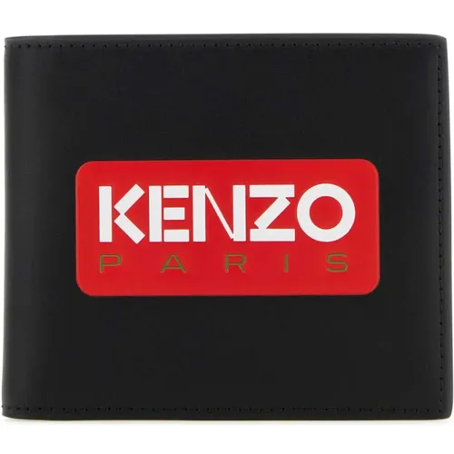 Schwarze Lederbrieftasche , Herren, Größe: ONE Size - Kenzo - Modalova