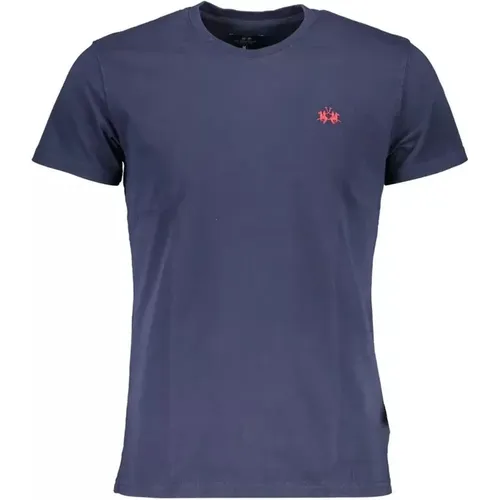 Blau Elegant T-Shirt mit Logo-Stickerei , Herren, Größe: L - LA MARTINA - Modalova