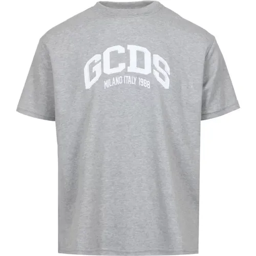 Logo Loose Rundhals Baumwoll T-Shirt , Herren, Größe: S - GCDS - Modalova