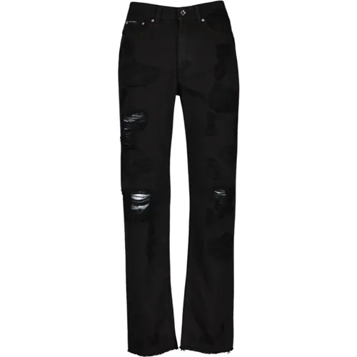Schwarze Straight Leg Jeans , Damen, Größe: S - Dolce & Gabbana - Modalova