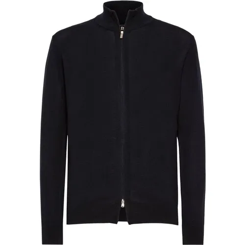 Merino Wool Full-Zip Jumper , Herren, Größe: S - Boggi Milano - Modalova