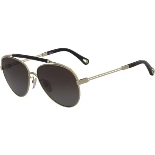 Stylish Sunglasses Black and Gold , female, Sizes: 59 MM - Chloé - Modalova