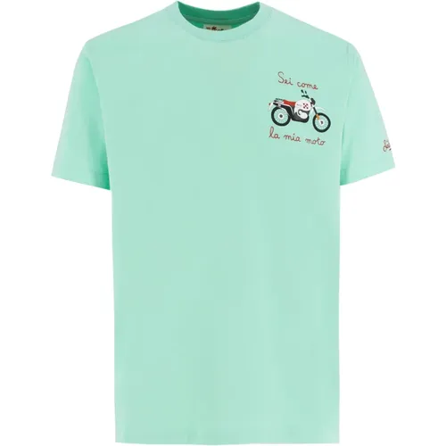 Cotton T-shirt with Front Print , male, Sizes: L, M, XL, 2XL - MC2 Saint Barth - Modalova