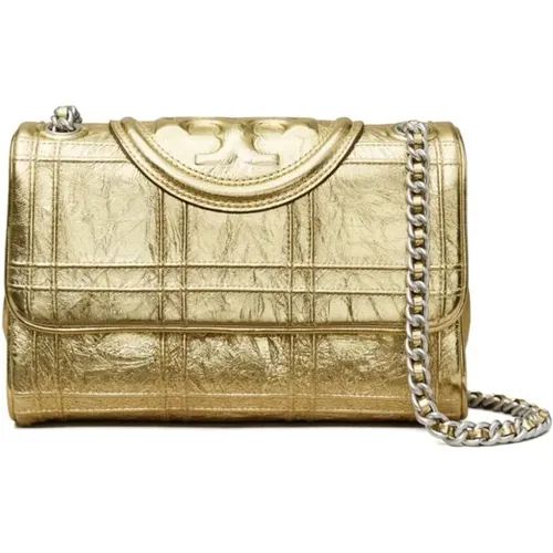 Golden Leather Monogram Shoulder Bag , female, Sizes: ONE SIZE - TORY BURCH - Modalova