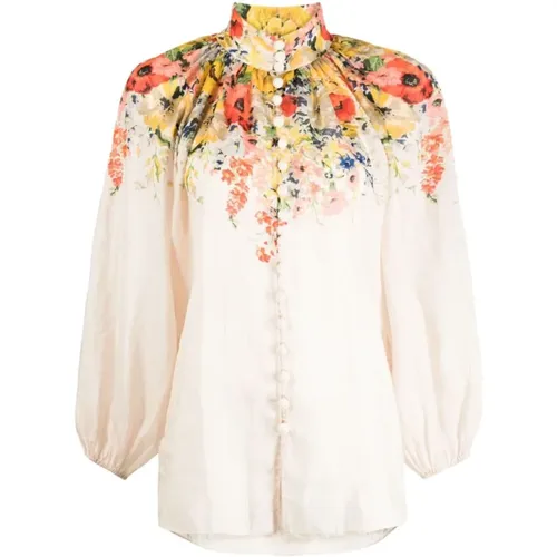Blusenshirt mit floralem Muster und hohem Kragen - Zimmermann - Modalova