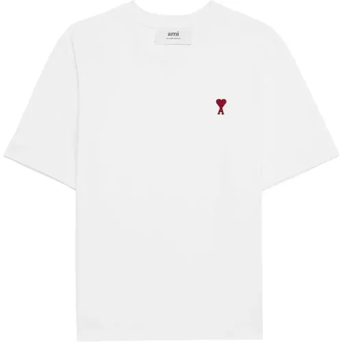 Red Ami de Coeur T-Shirt , male, Sizes: M, S - Ami Paris - Modalova