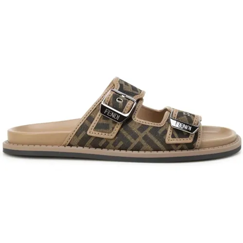 Flat Sandals Elegant Metal Details , male, Sizes: 10 UK, 5 UK, 7 UK, 8 UK, 11 UK, 9 UK - Fendi - Modalova