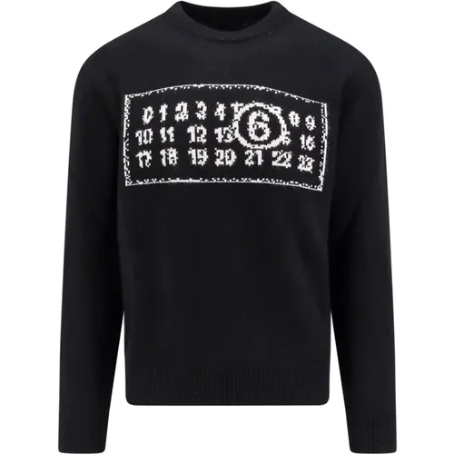 Iconic Embroidered Wool Blend Sweater , male, Sizes: L, XL, S, M - MM6 Maison Margiela - Modalova
