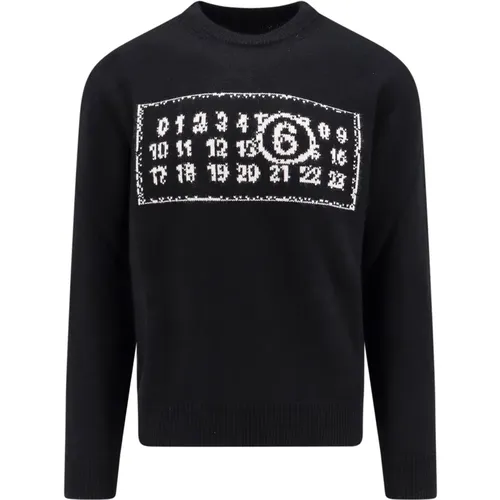 Iconic Embroidered Wool Blend Sweater , male, Sizes: M - MM6 Maison Margiela - Modalova