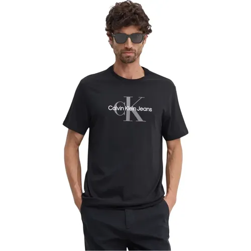 Schwarze T-Shirts und Polos Hero Monogram Tee , Herren, Größe: S - Calvin Klein Jeans - Modalova