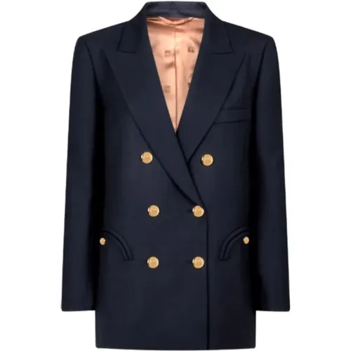 Navy Double-Breasted Alcanara Blazer , female, Sizes: S - Blazé Milano - Modalova