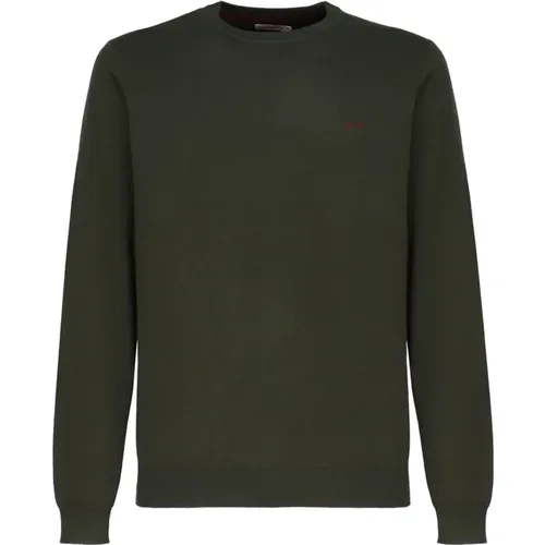 Military Wool Sweater with Front Logo , male, Sizes: XL, L, 2XL, M - Sun68 - Modalova