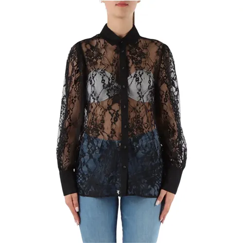Lace Shirt with Classic Collar , female, Sizes: S, M, XS - Guess - Modalova
