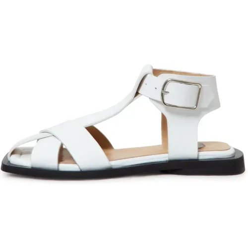 Weiße Knöchel Manschette Flache Sohle Sandalen , Damen, Größe: 41 EU - Cesare Gaspari - Modalova