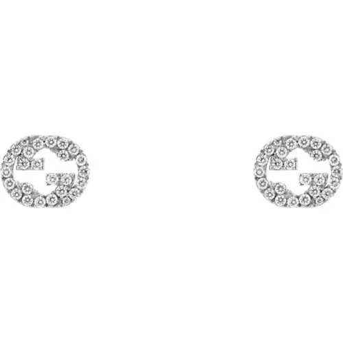 Ybd729408003 - 18kt White Gold and Diamond Earrings , female, Sizes: ONE SIZE - Gucci - Modalova
