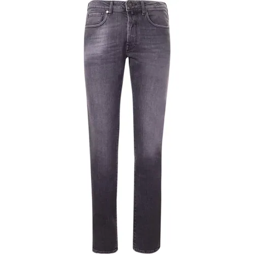 Slim Fit Graue Jeans mit Logo , Herren, Größe: W38 - Incotex - Modalova