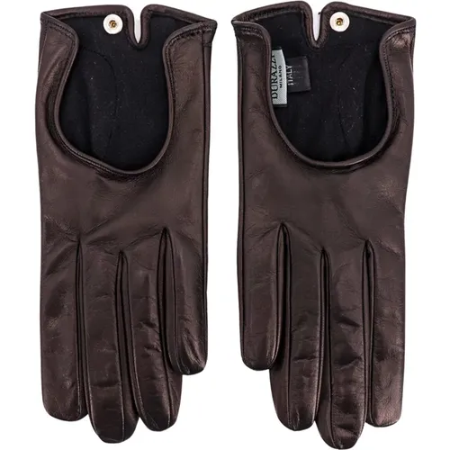 Black Leather Gloves Aw23 , female, Sizes: M, L - Durazzi Milano - Modalova