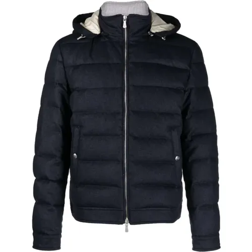 Navy Silk Blend Padded Jacket , male, Sizes: 3XL - Eleventy - Modalova
