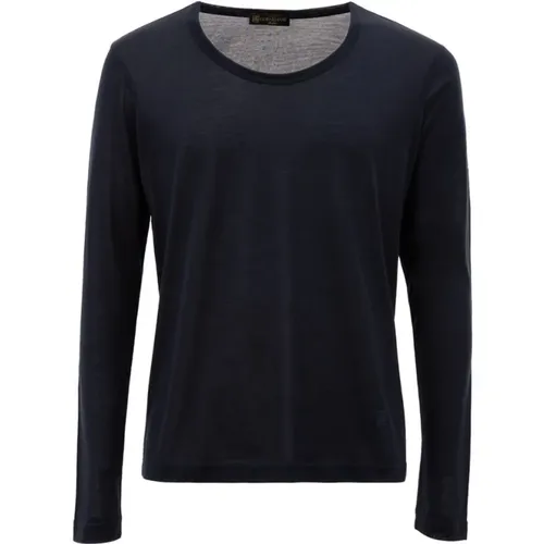 Blau Seiden T-Shirt , Herren, Größe: XL - Corneliani - Modalova