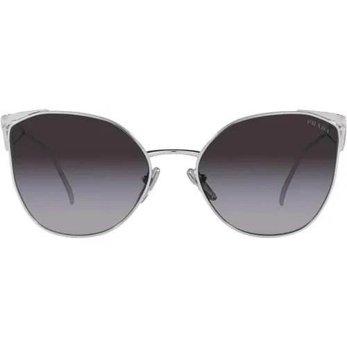Unregelmäßige Metallsonnenbrille mit grau getönten Gläsern - Prada - Modalova