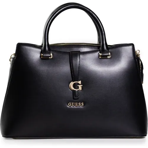 Schwarze Einfache Handtasche mit Reißverschluss , Damen, Größe: ONE Size - Guess - Modalova