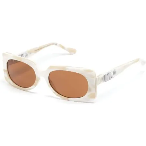Weiße Sonnenbrille mit Original-Etui , Damen, Größe: 56 MM - Michael Kors - Modalova