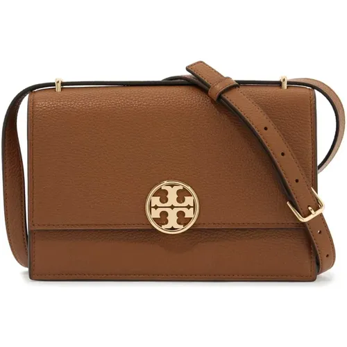 Gehämmerte Leder Umhängetasche mit Doppel-T-Logo - TORY BURCH - Modalova