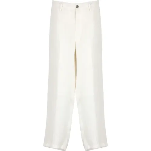 Linen Cotton Trousers Ivory , male, Sizes: M - Yohji Yamamoto - Modalova