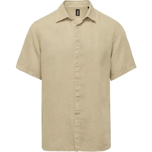 Short Sleeve Linen Shirt , male, Sizes: XL, L, S, 2XL - BomBoogie - Modalova