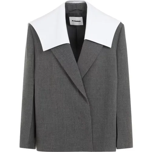 Grey Wool Jacket Peak Lapels , female, Sizes: S - Jil Sander - Modalova
