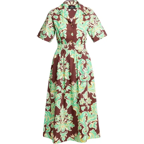 Comfortable Cotton Shirt Dress Green , female, Sizes: M - ETRO - Modalova