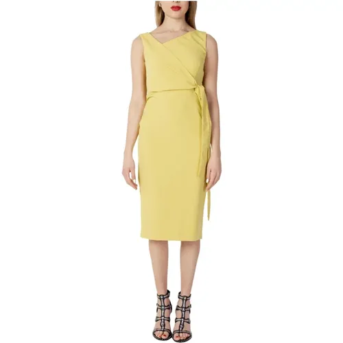 Gelbes ärmelloses V-Ausschnitt Kleid , Damen, Größe: S - Sandro Ferrone - Modalova