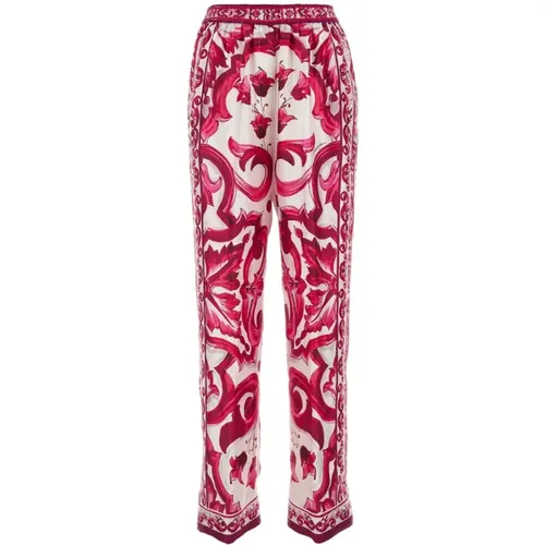 Cozy Printed Twill Pants , female, Sizes: XS, S - Dolce & Gabbana - Modalova