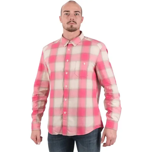 Checked Pattern Cream Pink Shirt , male, Sizes: S - drykorn - Modalova