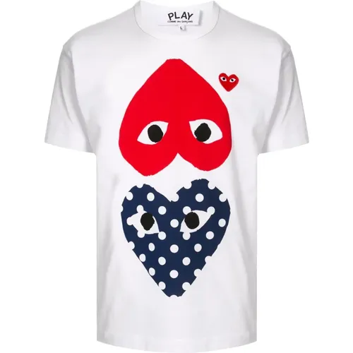 Polka Dot Heart T-Shirt Japan Made , Herren, Größe: L - Comme des Garçons Play - Modalova