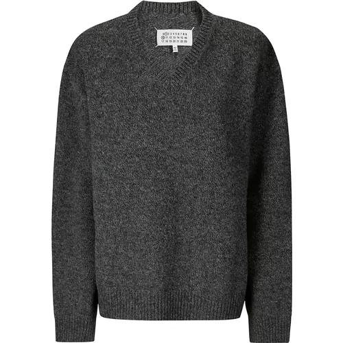 Melange Woll V-Ausschnitt Pullover - Maison Margiela - Modalova