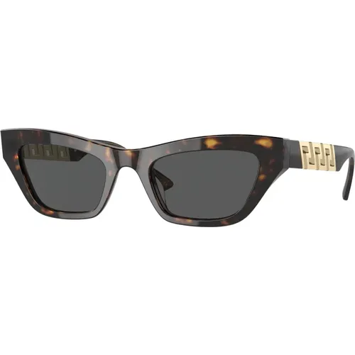 Stylish Sunglasses in Havana/Dark Grey , female, Sizes: 52 MM - Versace - Modalova