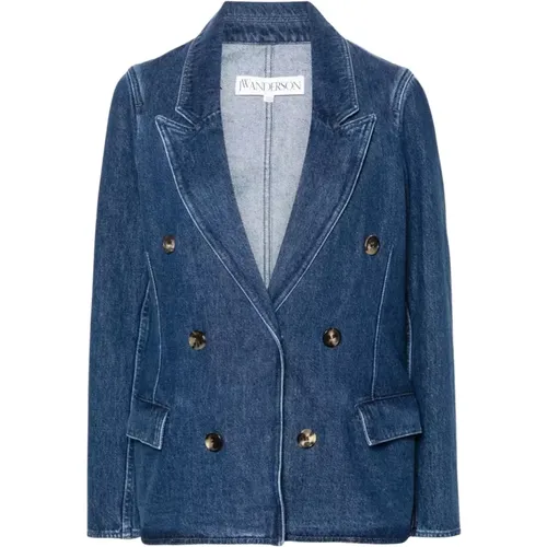 Marineblauer Doppelreihiger Denim-Blazer - JW Anderson - Modalova