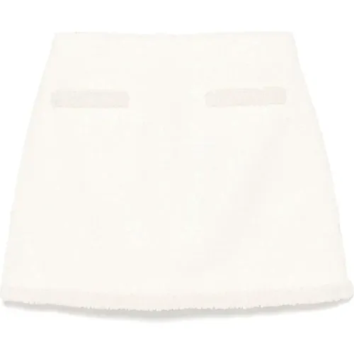 Ivory Bouclé Sequin Mini Skirt , female, Sizes: 2XS, XS, S - Self Portrait - Modalova