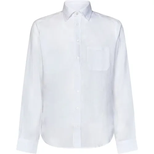Weiße Leinenknopf-Down-Hemd , Herren, Größe: S - Sease - Modalova