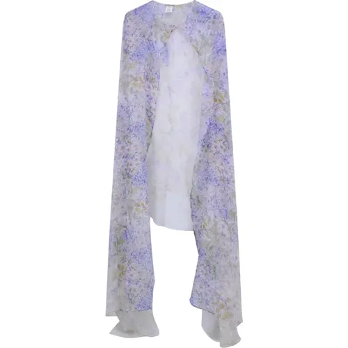 Silk Floral Print Cape , female, Sizes: ONE SIZE - Faliero Sarti - Modalova